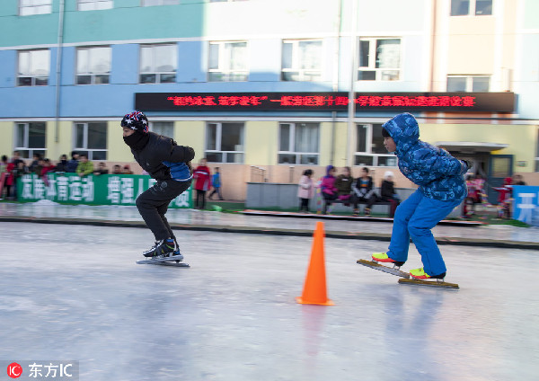 School in Jilin builds its own ice rink